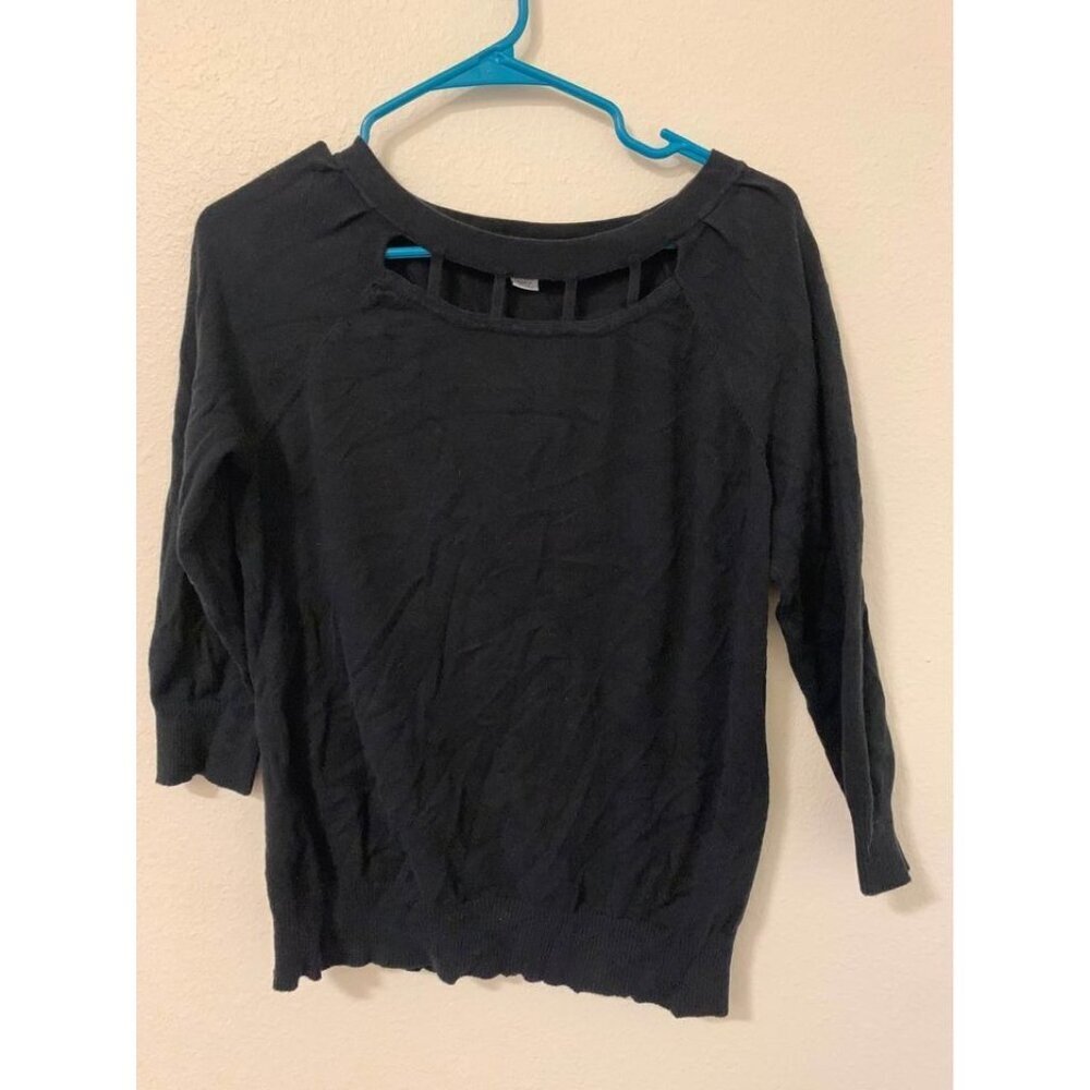 Mercer Street Studio Black Knit Sweater Women's Size Medium Granny Demure Y2K I9